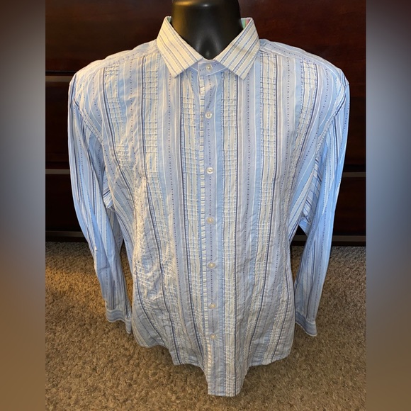 Robert Graham Men’s XL Blue Long Sleeve Button Shirt Flip Cuff - Picture 1 of 8